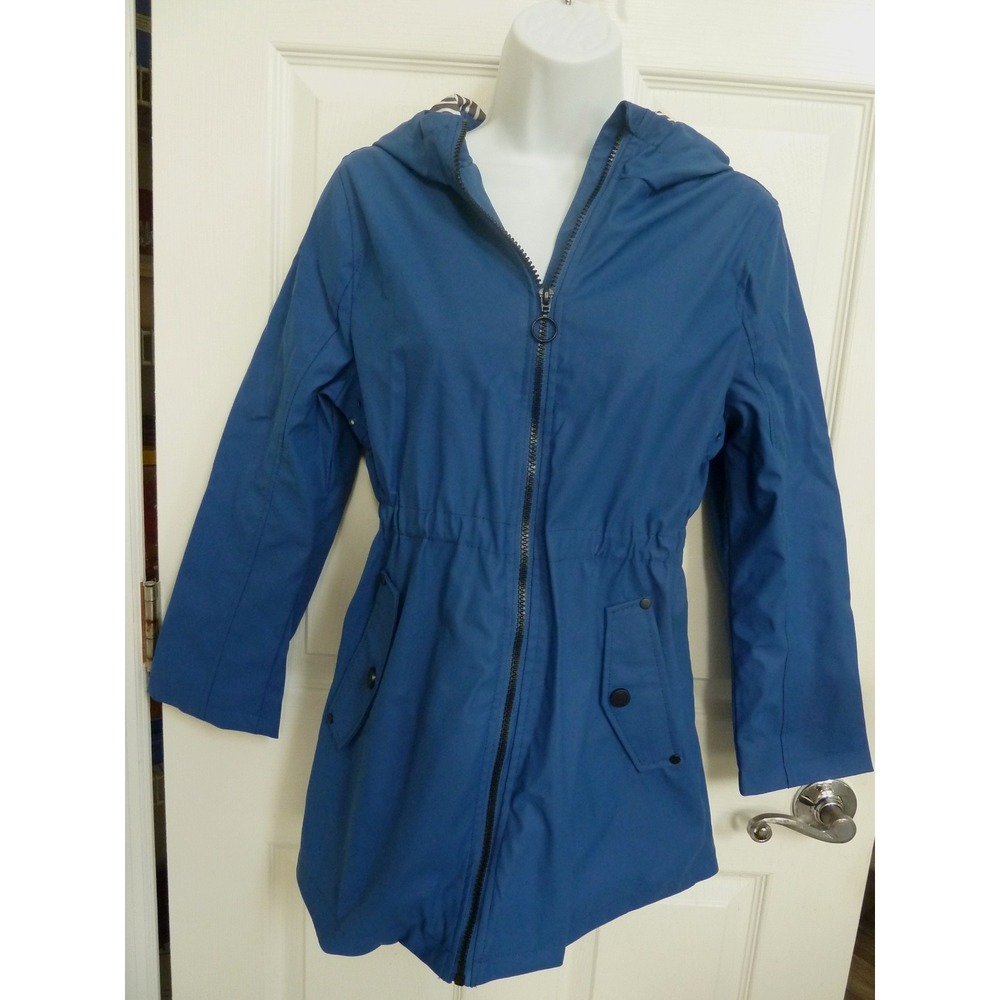 Urban Republic Girls Blue Hooded Raincoat Windbreaker Jacket L 14/16